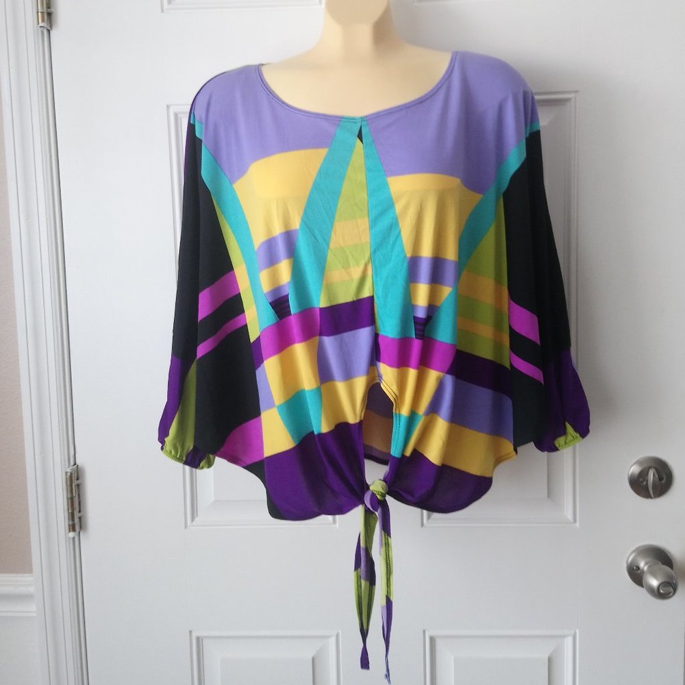 ANNALEE + HOPE Multi-Color Batwing Sleeve Blouse S